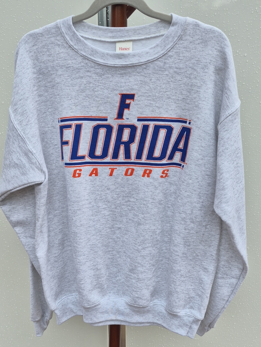 Hanes Heather Gray Florida Gators Crewneck Sweatshirt with Blue and Orange Logo